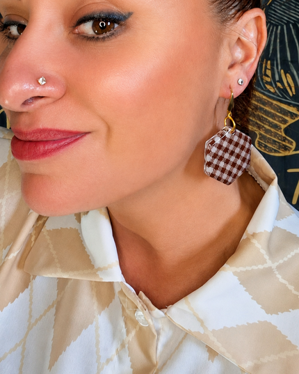 BOUCLES D'OREILLES VICHY VOLANT