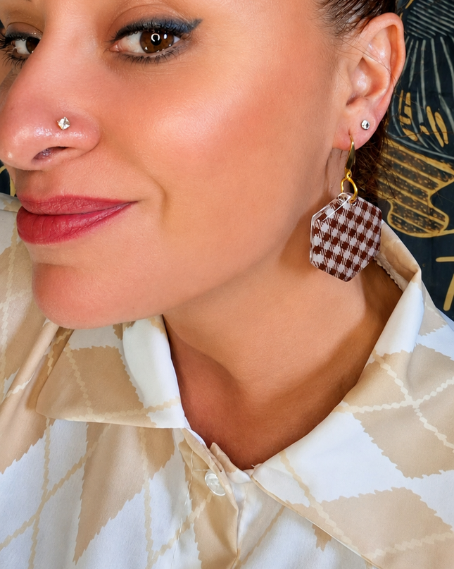 BOUCLES D'OREILLES VICHY VOLANT