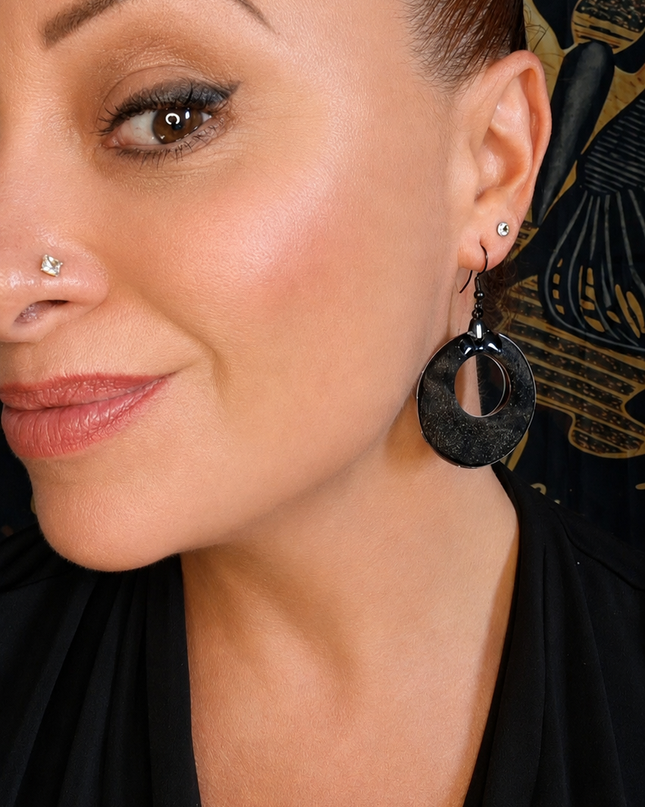 BOUCLES D'OREILLES PAPILLON D'ÉBÈNE
